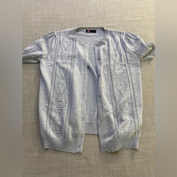 Kancy Kole women’s short sleeve sweater in light grey. Women’s size L - Picture 6 of 16